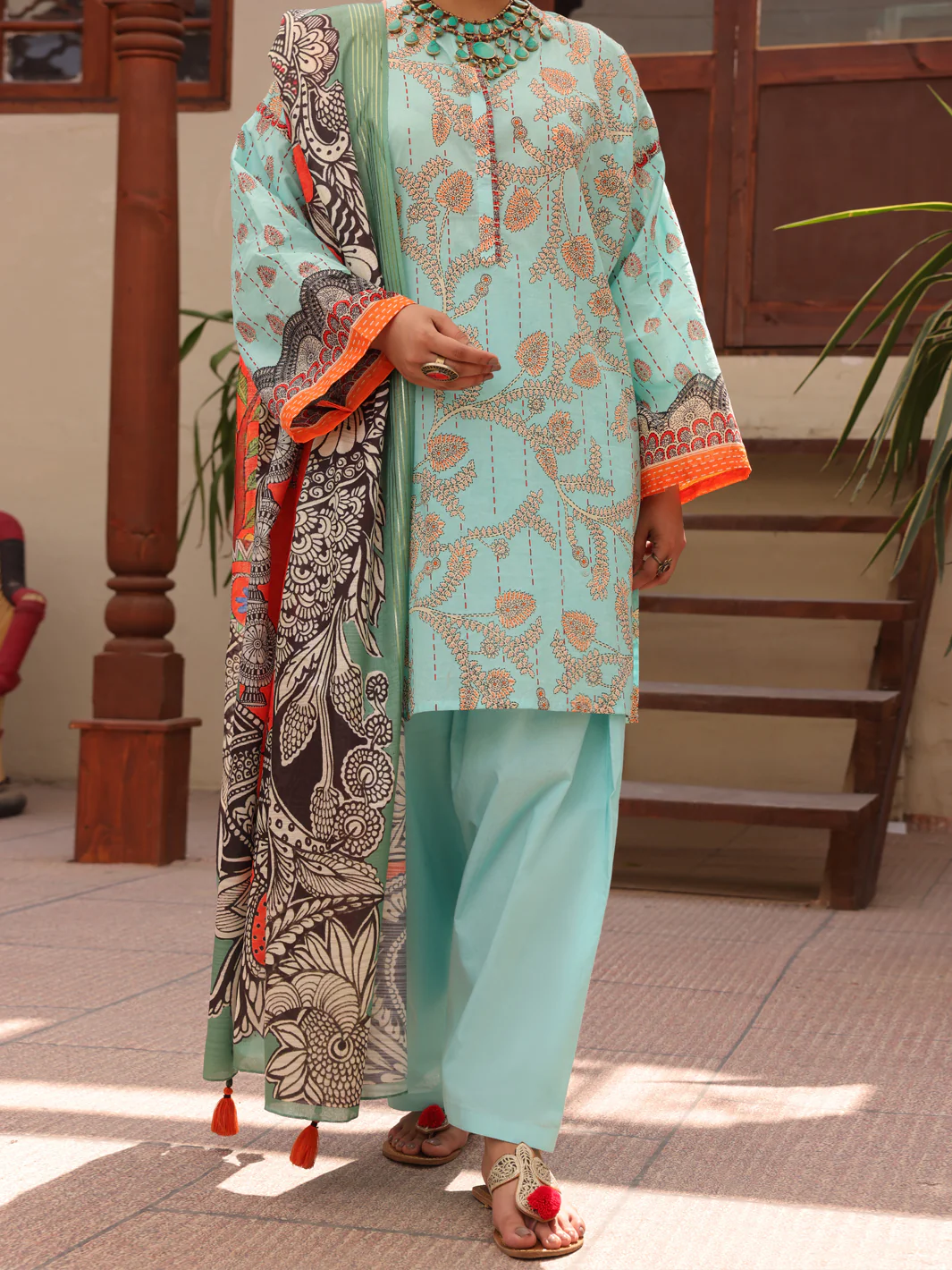 Aqua 3Pc Unstitched - ALP-3PS-1605