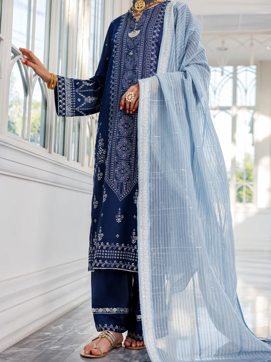 Blue Poly Cotton 3Pc Stitched - ALP-3PS-1621