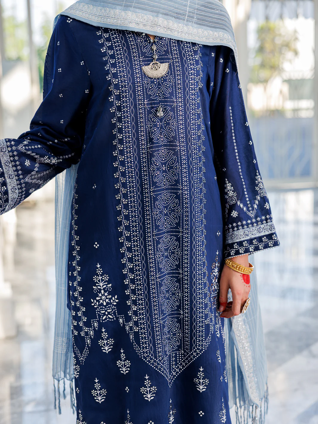 Blue Poly Cotton 3Pc Stitched - ALP-3PS-1621 - Image 4