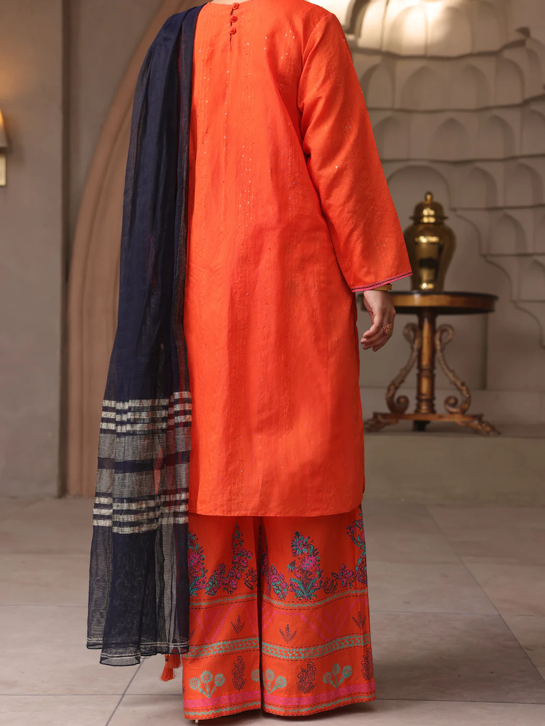 Orange 3Pc Unstitched - ALP-3PS-1643 - Image 2