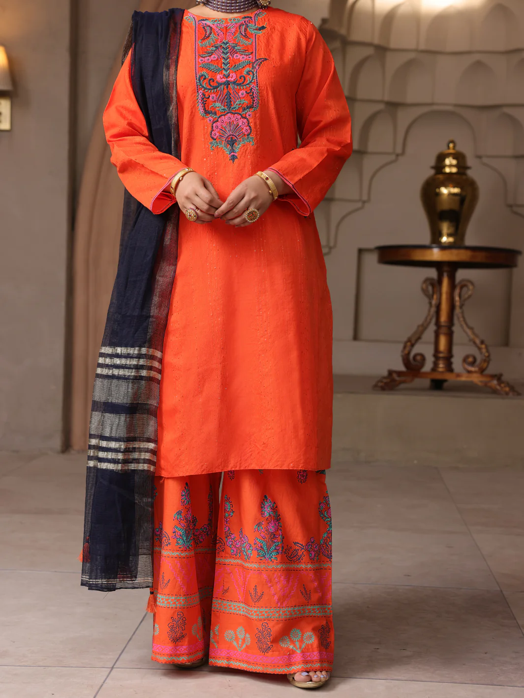 Orange 3Pc Unstitched - ALP-3PS-1643 - Image 3