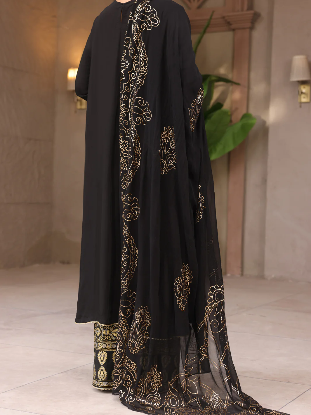 Black Viscose 3Pc Stitched - ALP-3PS-1647 - Image 2