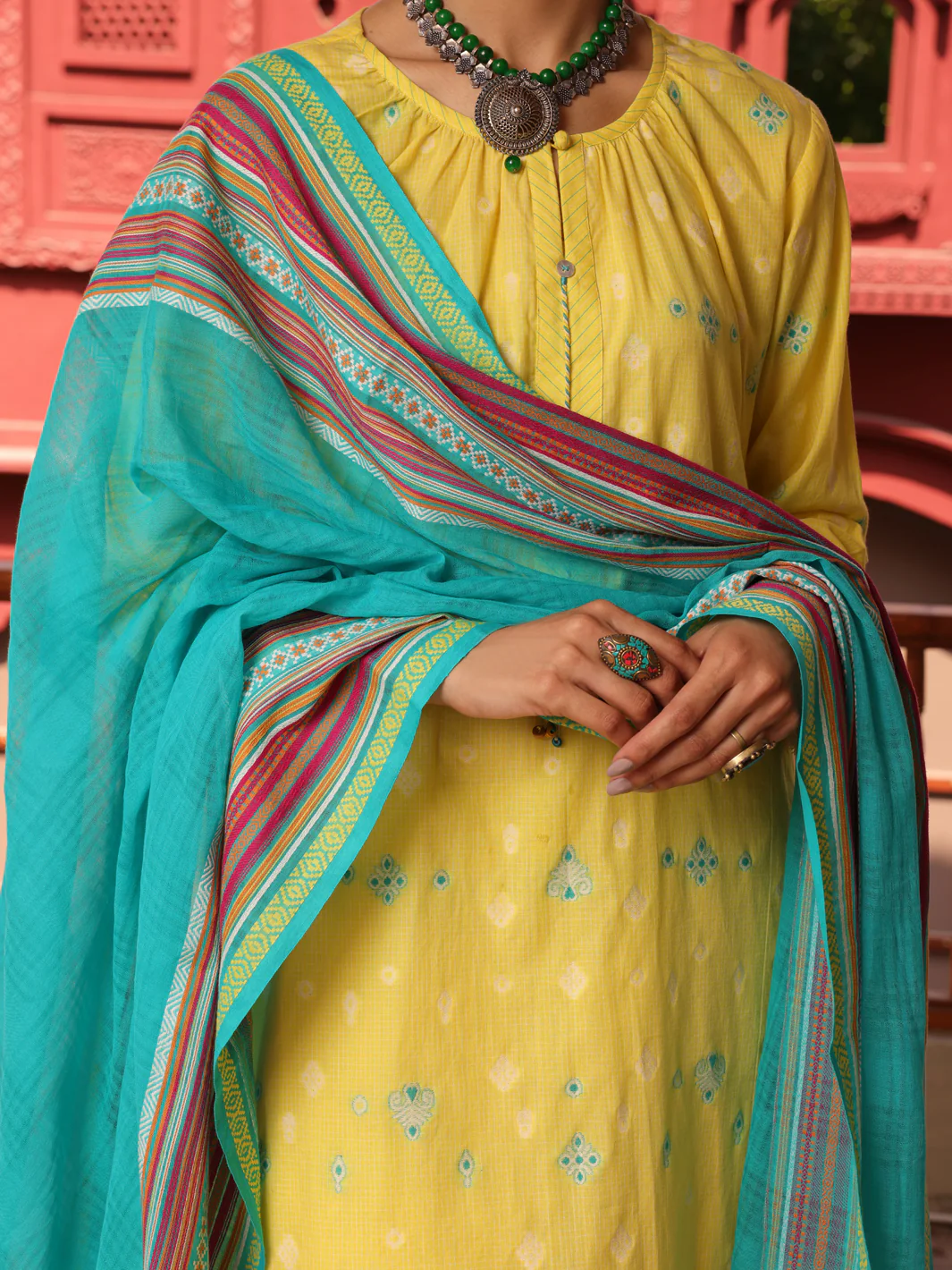 Yellow Yarn Dyed Jacquard 3Pc Stitched - ALP-3PS-1649 - Image 4