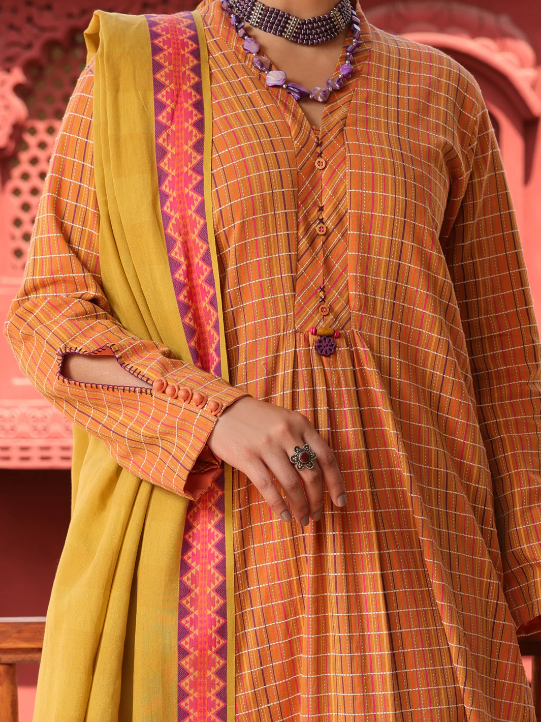 Mustard 3Pc Unstitched - ALP-3PS-1652 - Image 3