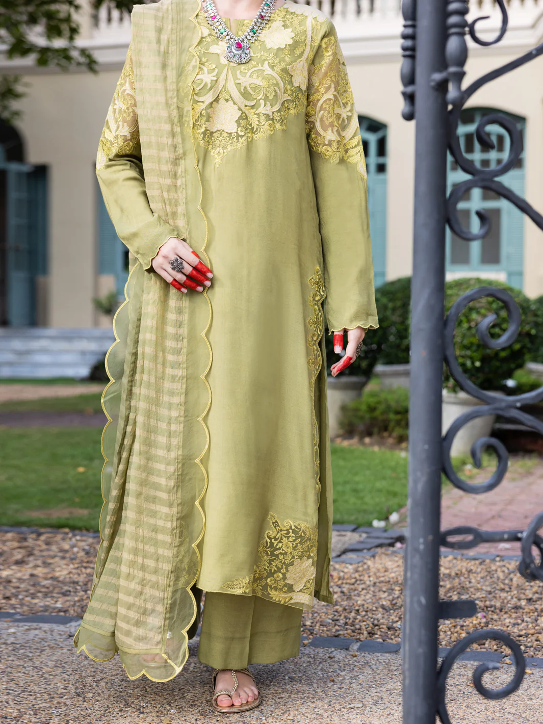 Pistachio Green Maple Silk 3Pc Stitched - ALP-3PS-1656