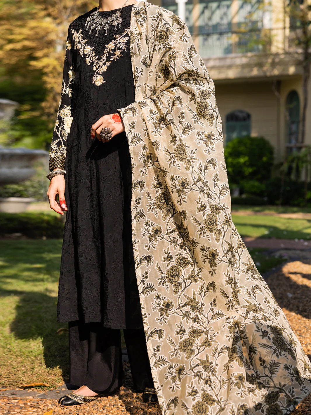 Black Maple Silk 3Pc Stitched - ALP-3PS-1660