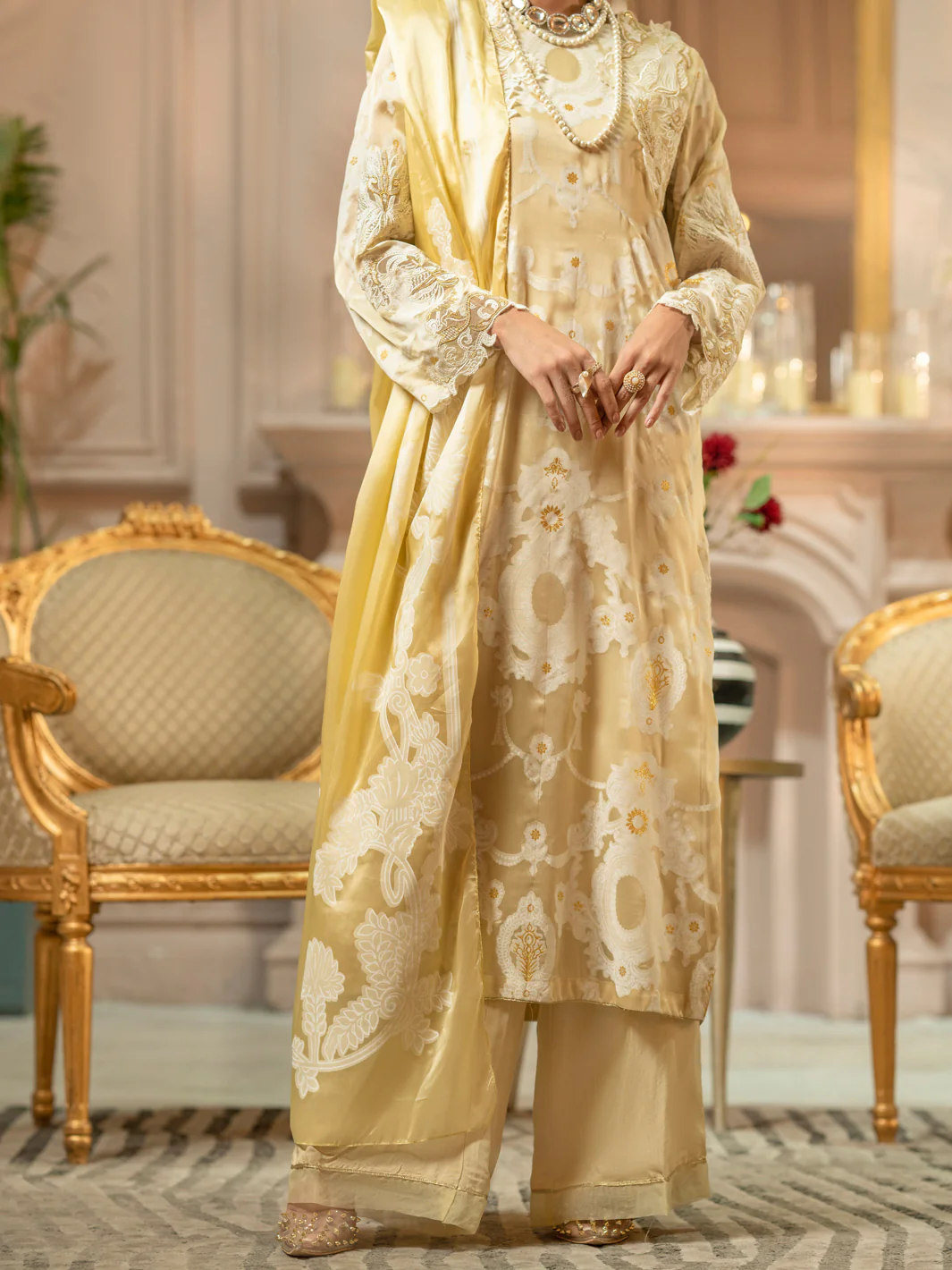 Cream 3Pc Stitched - ALP-3PS-1666
