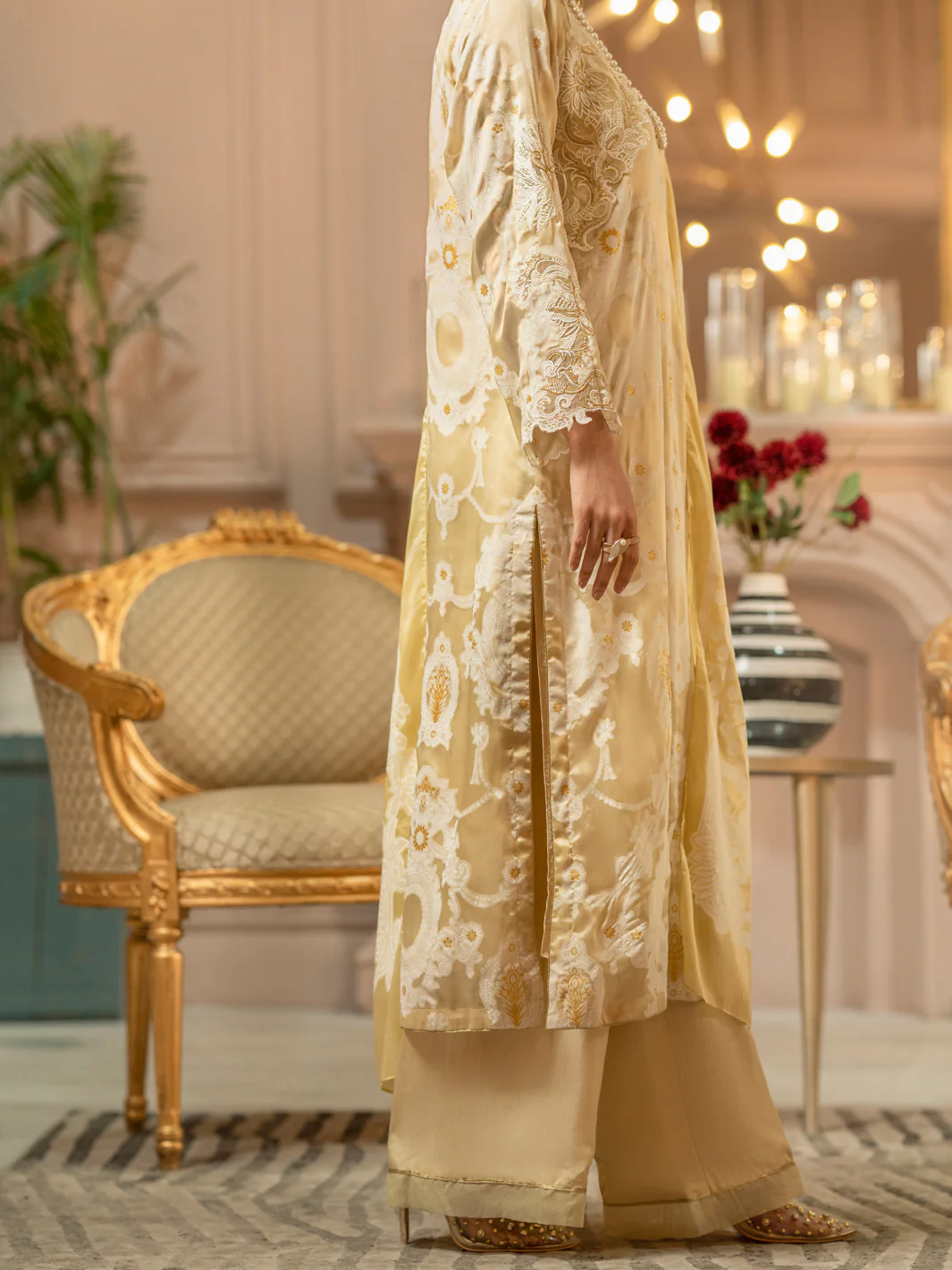 Cream 3Pc Stitched - ALP-3PS-1666 - Image 2
