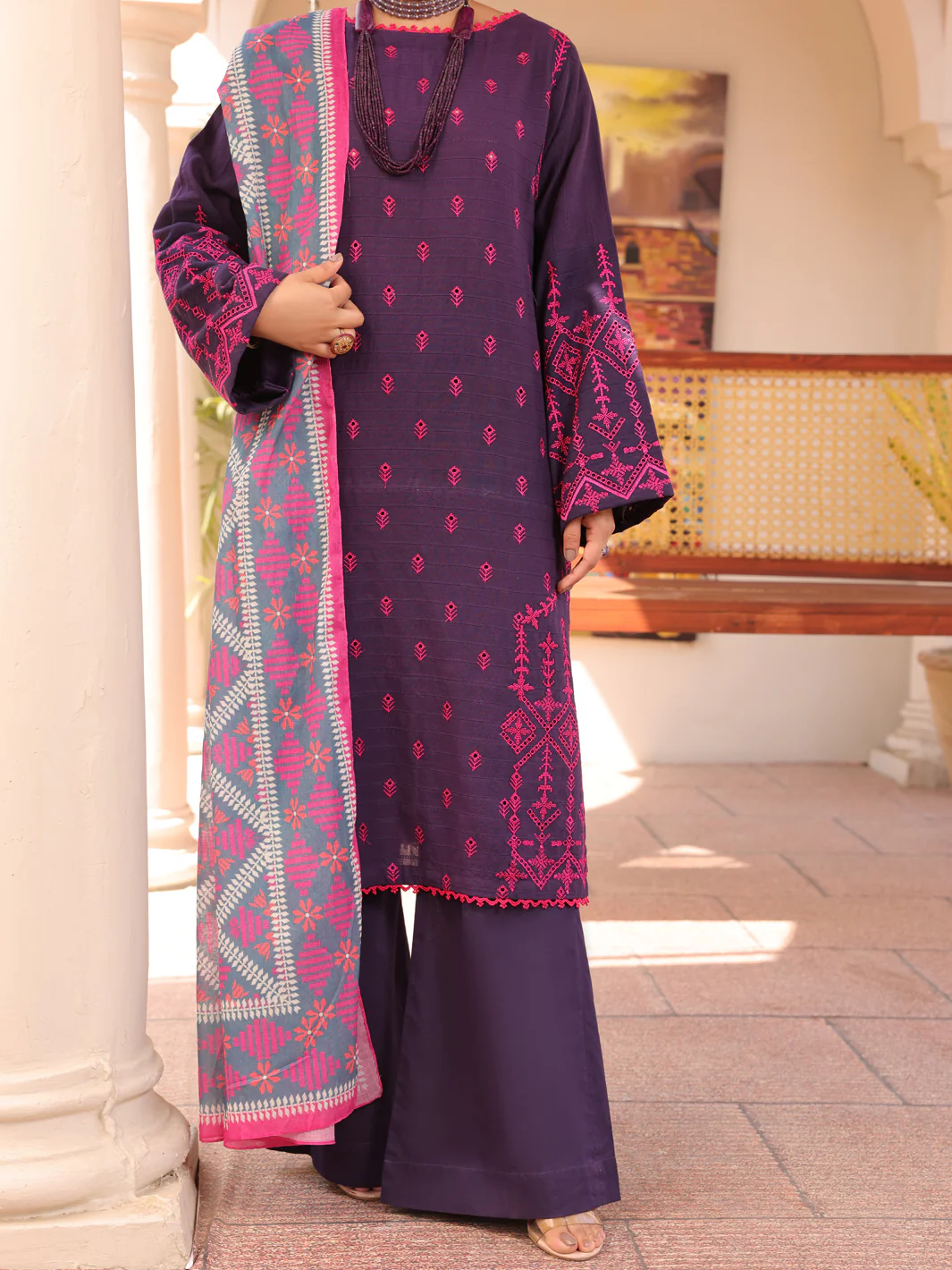 Purple 3Pc Stitched - ALP-3PS-1668