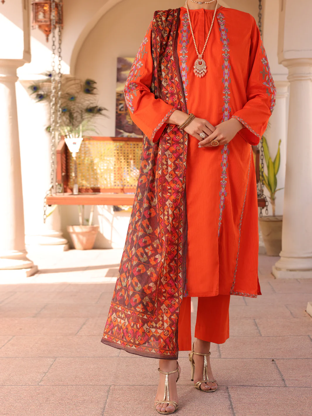 Orange 3Pc Stitched - ALP-3PS-1672