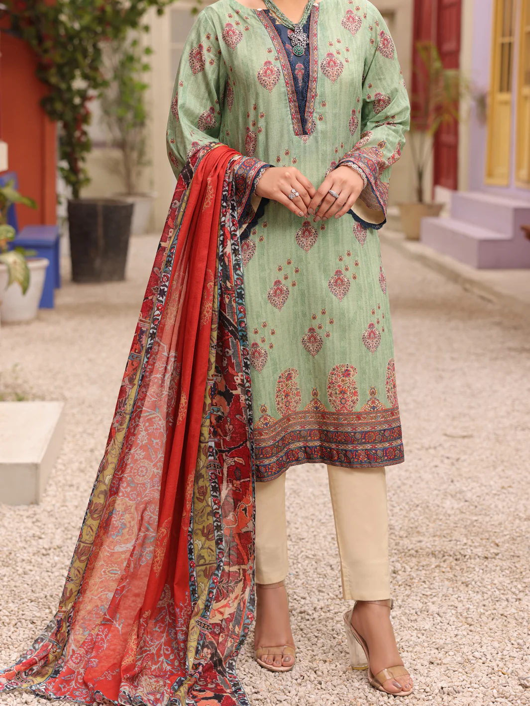 Pista Green 3Pc Unstitched - ALP-3PS-1676