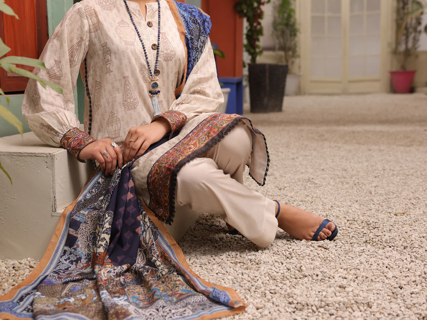 Beige 3Pc Unstitched - ALP-3PS-1678 - Image 3