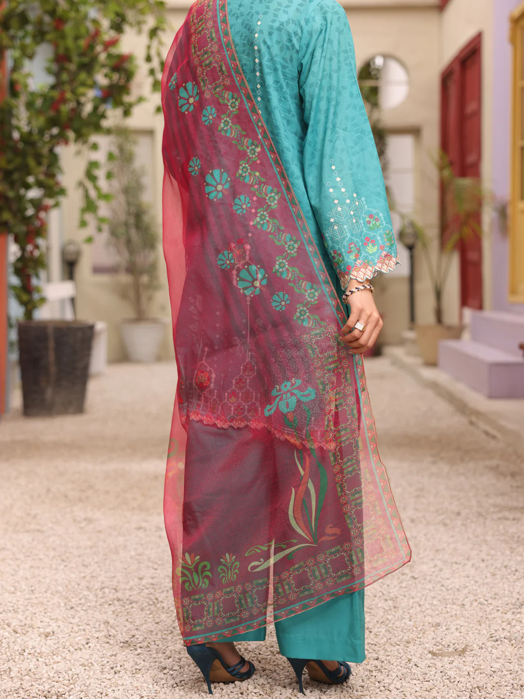 Turquoise 3Pc Unstitched - ALP-3PS-1679 - Image 2