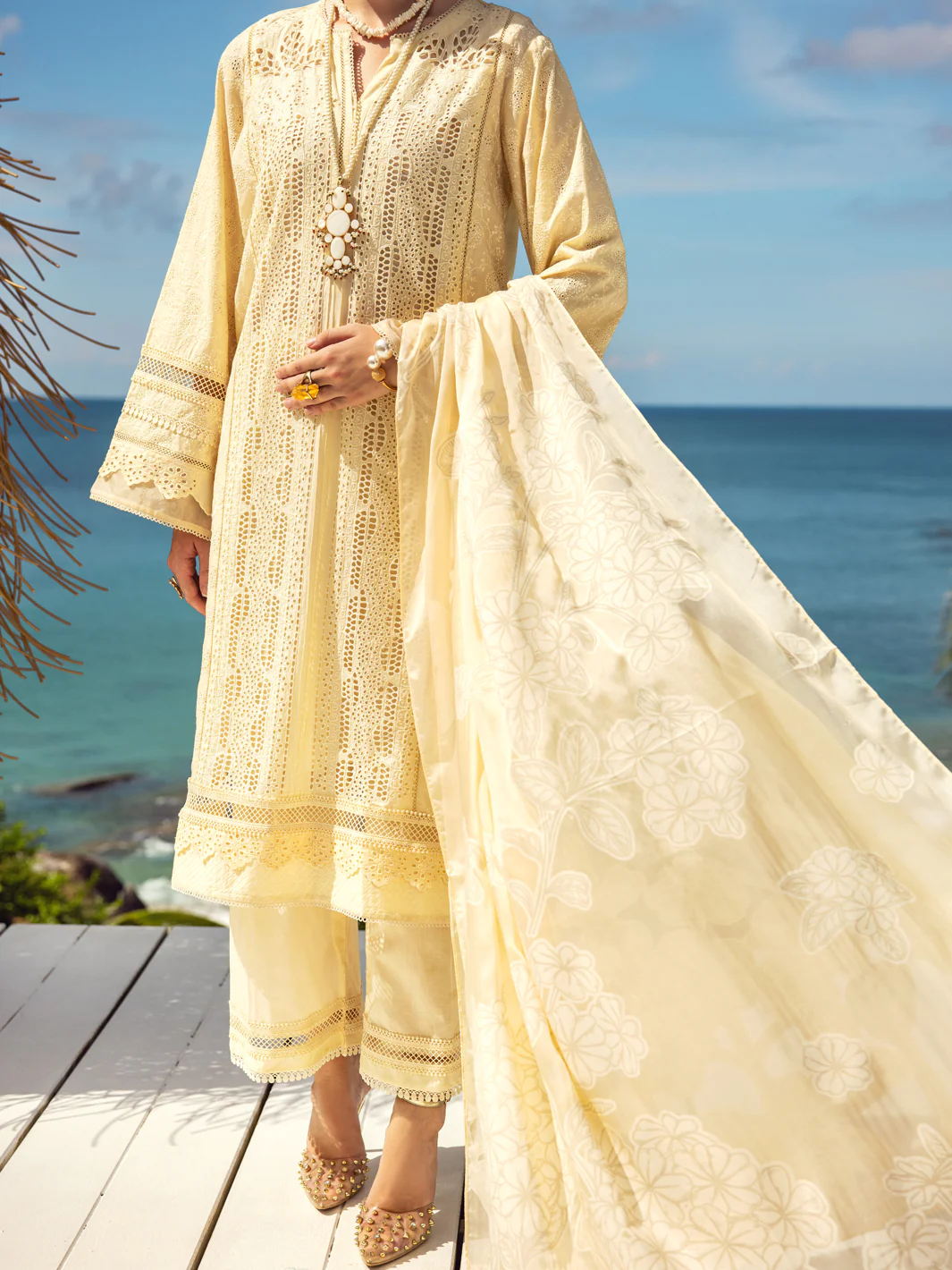 Off White Dyed Lawn 3Pc Stitched - ALP-3PS-1727