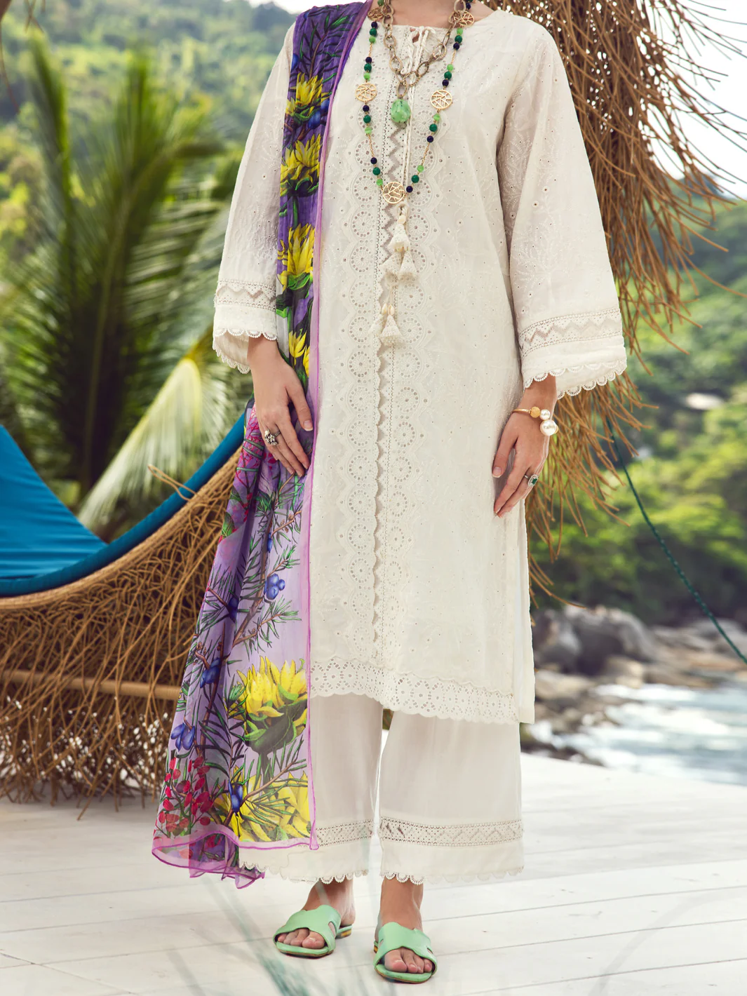 White Dyed Lawn 3Pc Stitched - ALP-3PS-1730
