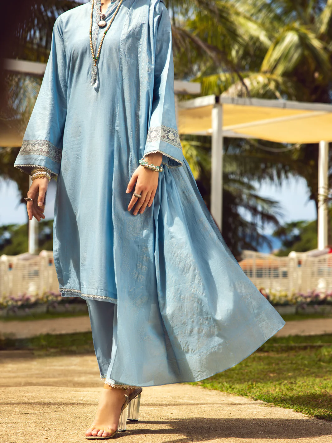 Sky Blue Lawn 3Pc Stitched - ALP-3PS-1731