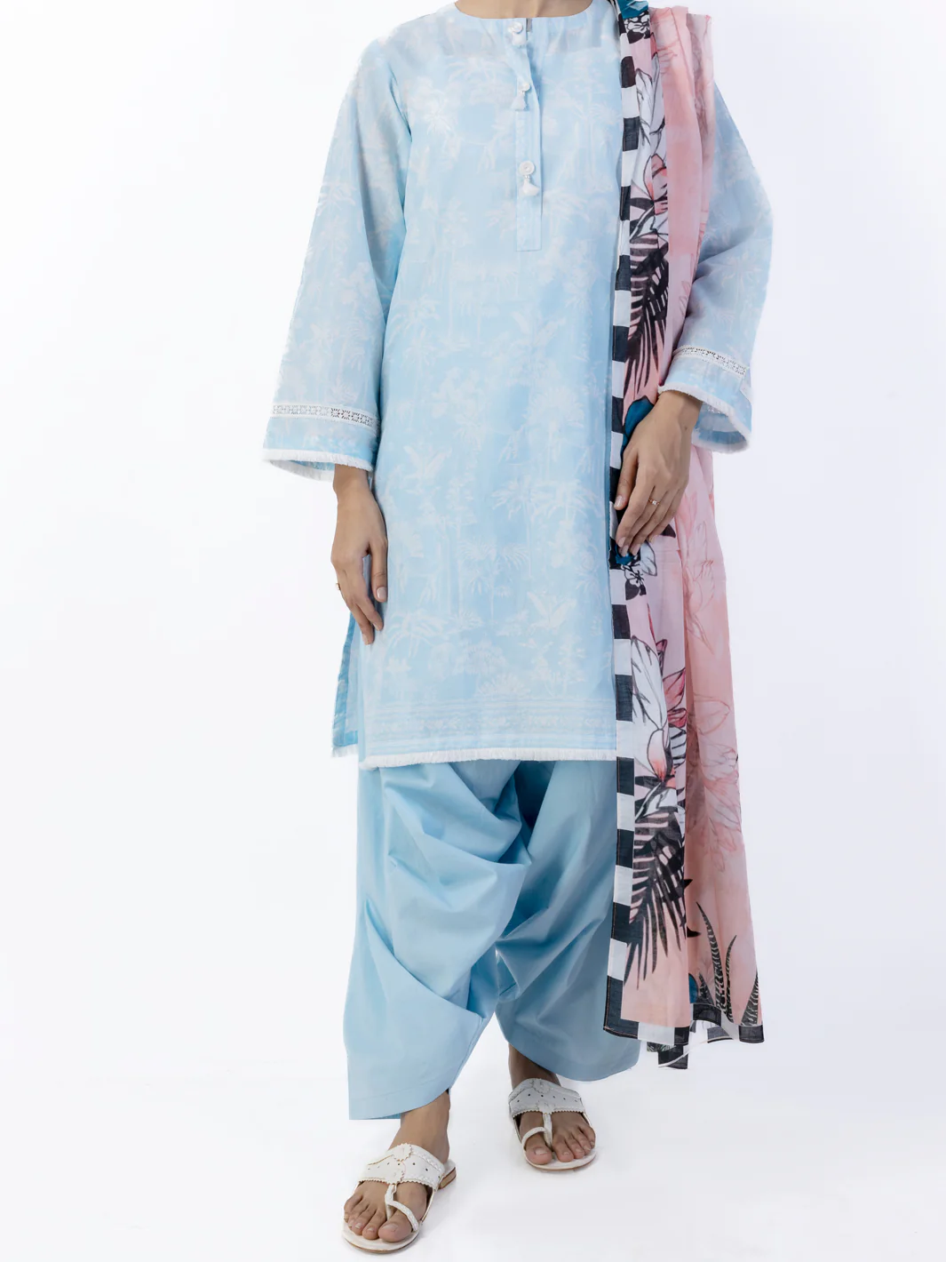 Sky Blue Lawn 3Pc Unstitched - ALP-3PS-1749