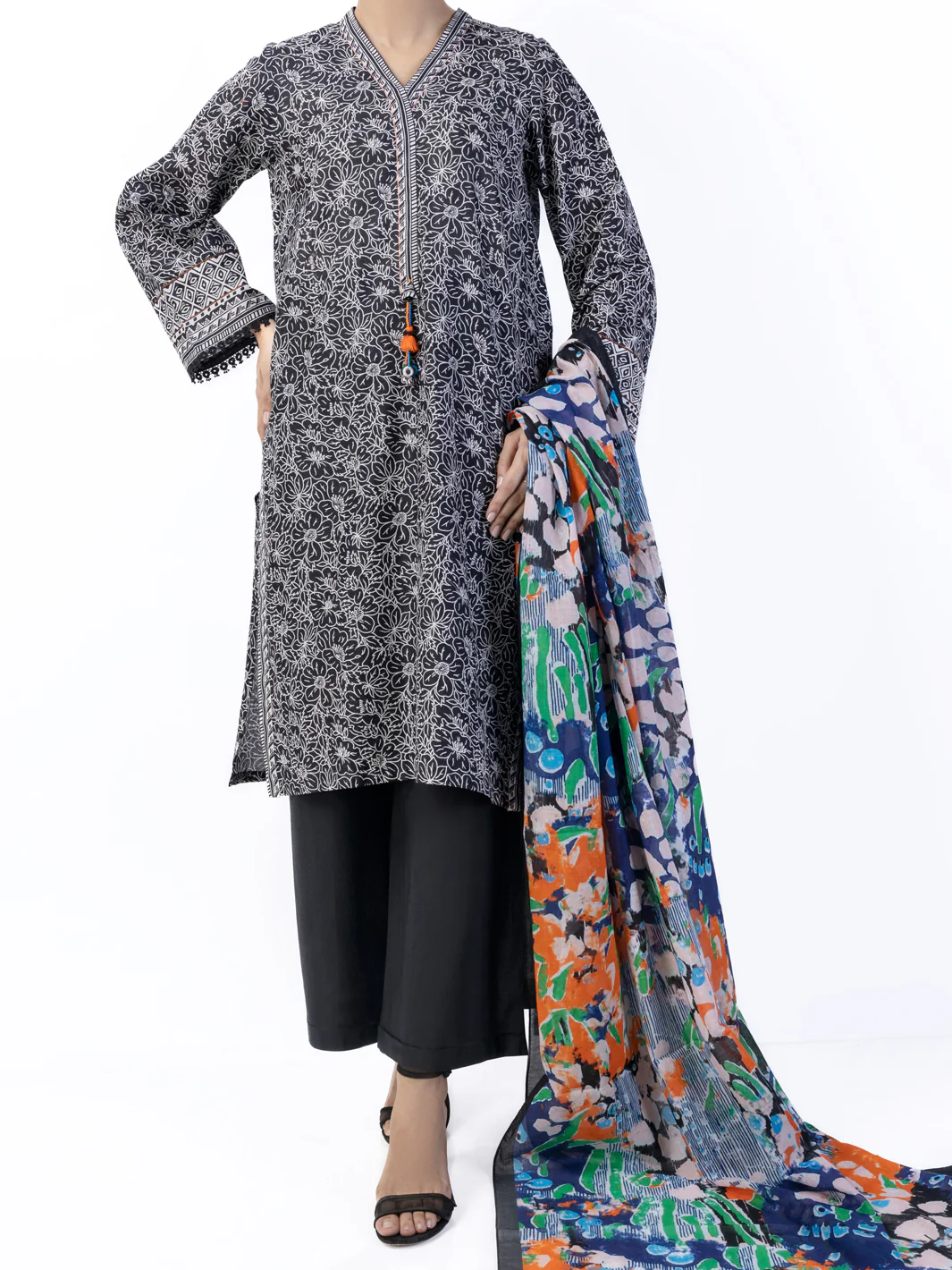 Black Lawn 3Pc Stitched - ALP-3PS-1750