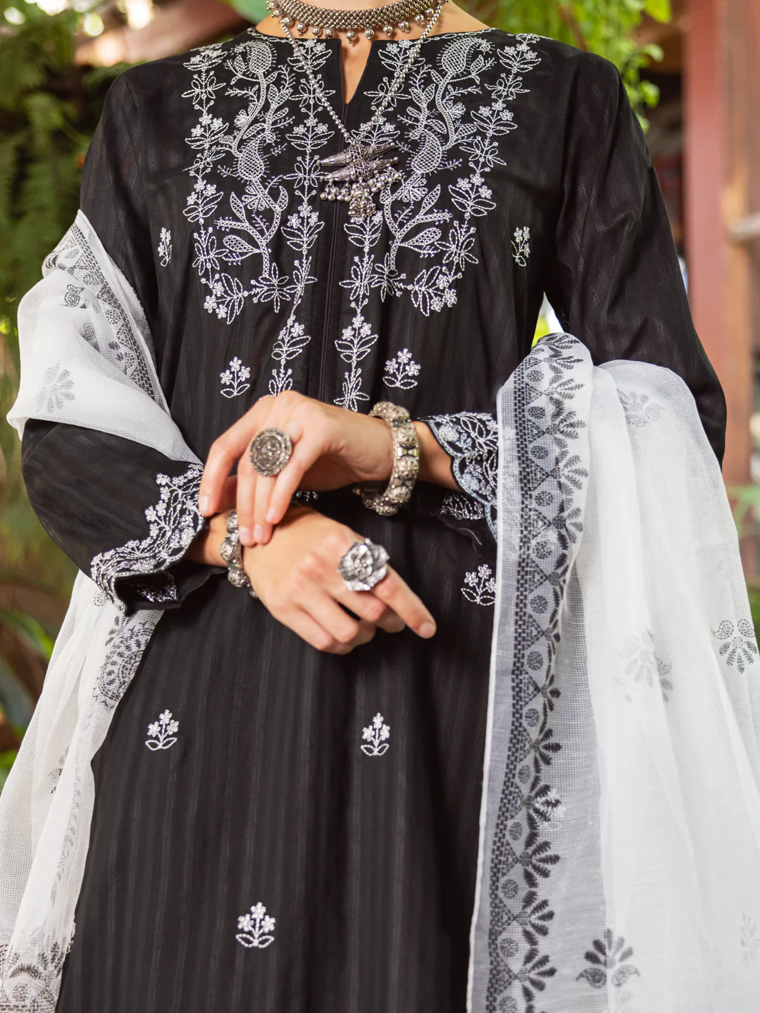 Black Jacquard 3Pc Unstitched - ALP-3PS-1764 - Image 3