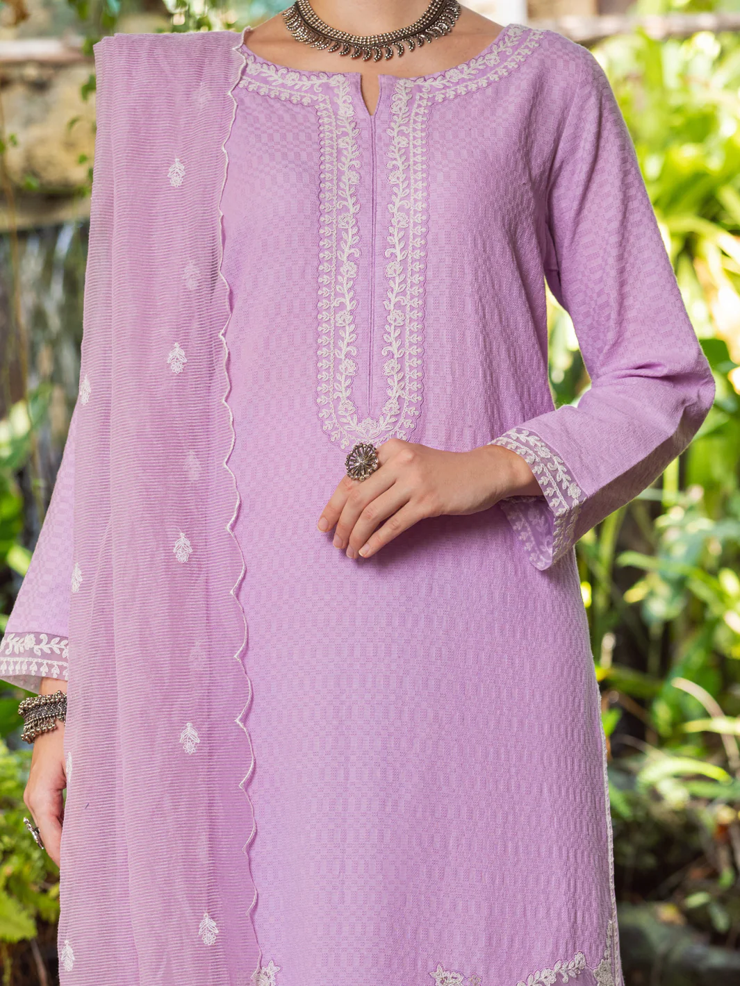 Light Purple Jacquard 3Pc Stitched - ALP-3PS-1766 - Image 4