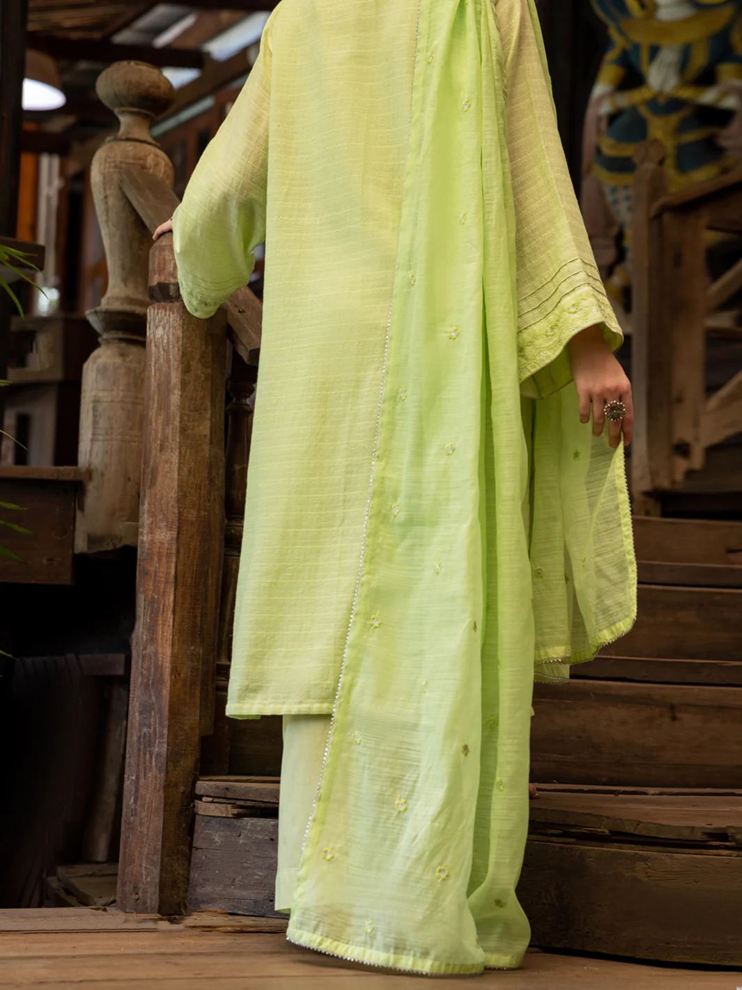 Light Green Jacquard 3Pc Unstitched - ALP-3PS-1767 - Image 2