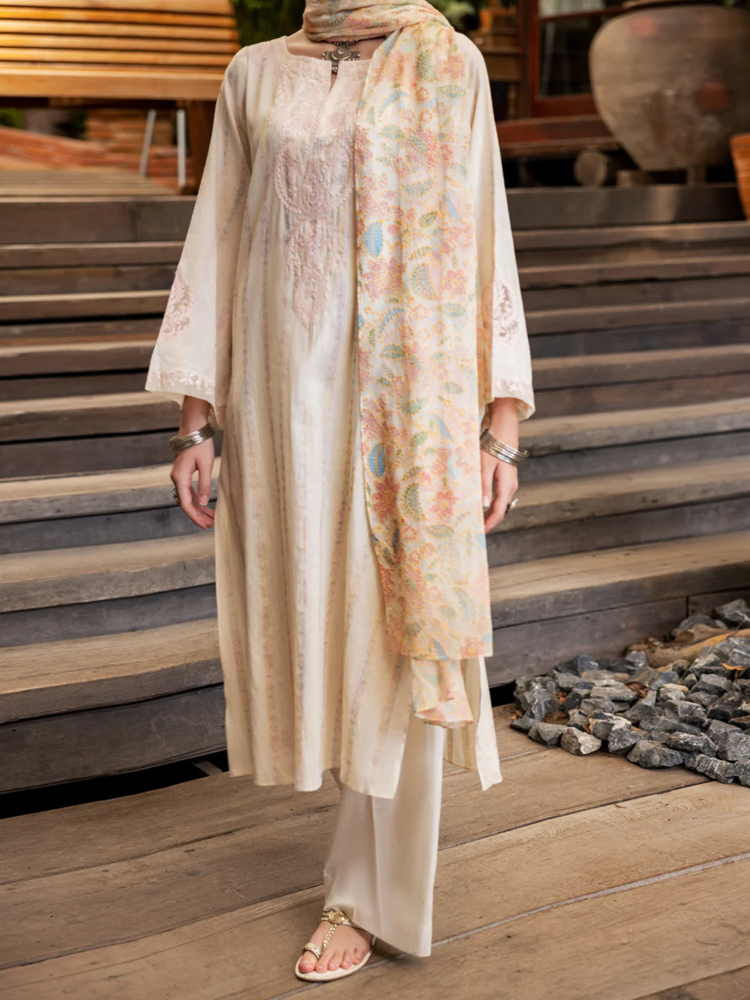 Off White Jacquard 3Pc Stitched - ALP-3PS-1768