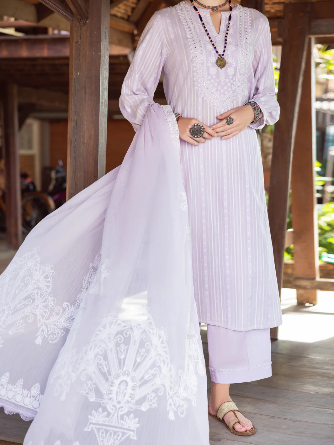 Lilac Yarn-Dyed Jacquard 3Pc Unstitched - ALP-3PS-1781