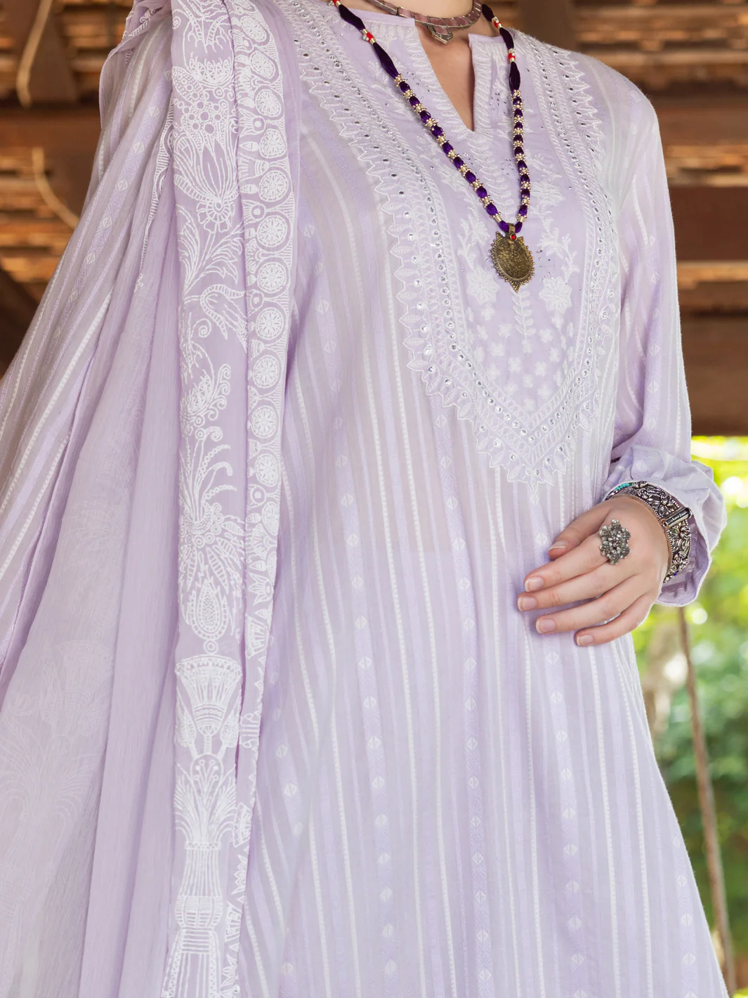 Lilac Yarn-Dyed Jacquard 3Pc Unstitched - ALP-3PS-1781 - Image 4