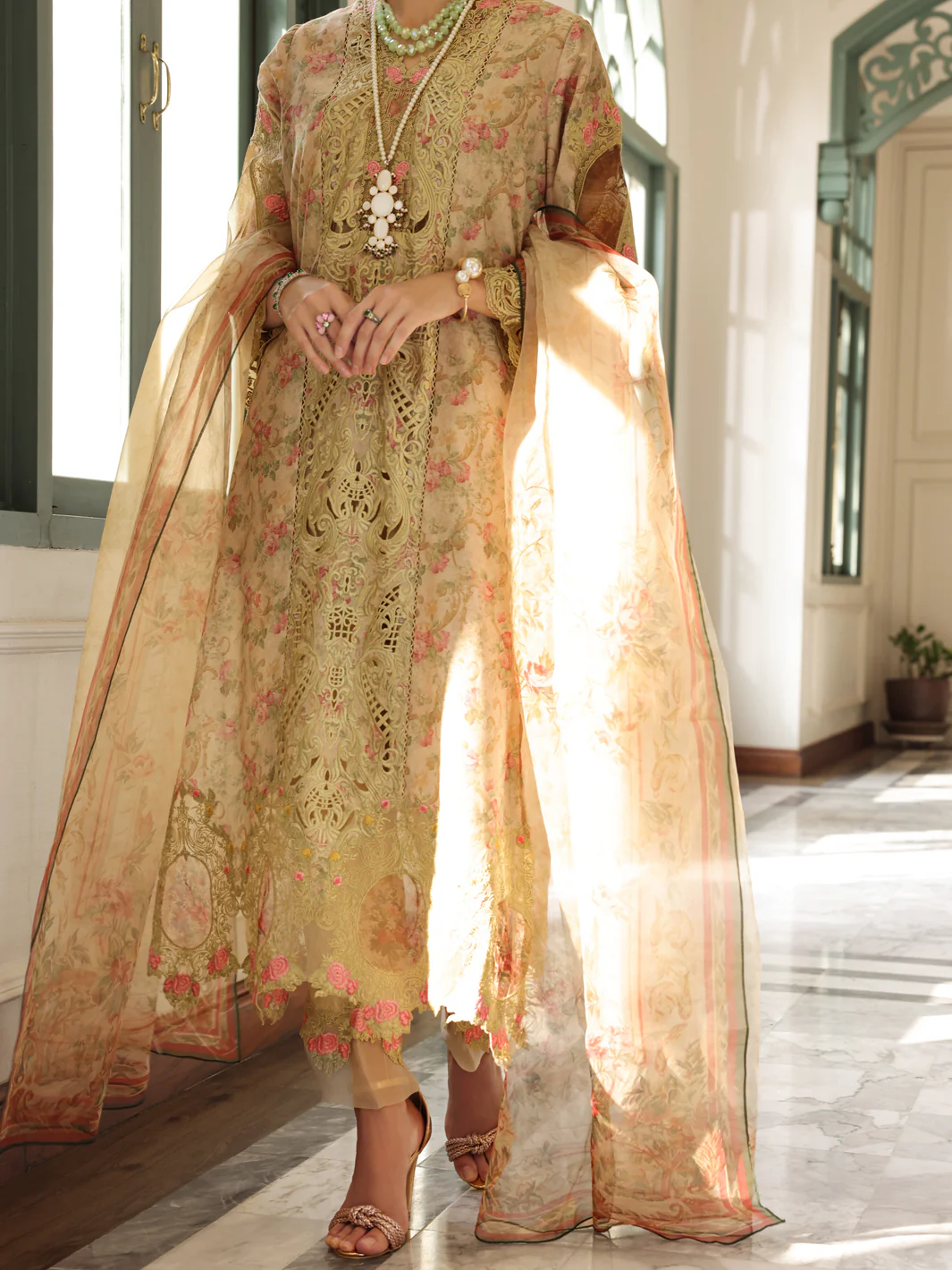 Olive Green Poly-Lawn 3Pc Unstitched - ALP-3PS-1782