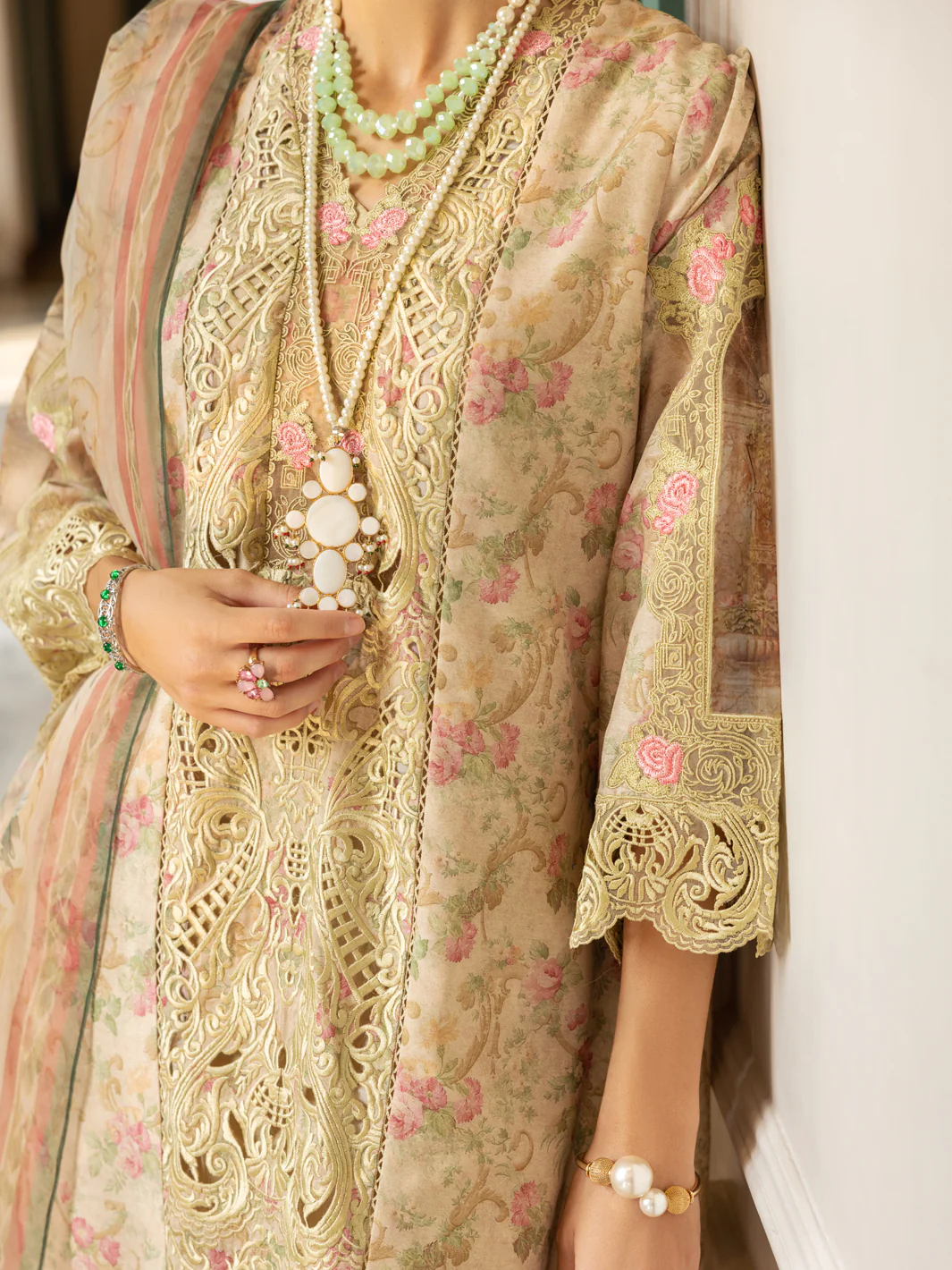 Olive Green Poly-Lawn 3Pc Stitched - ALP-3PS-1782 - Image 3