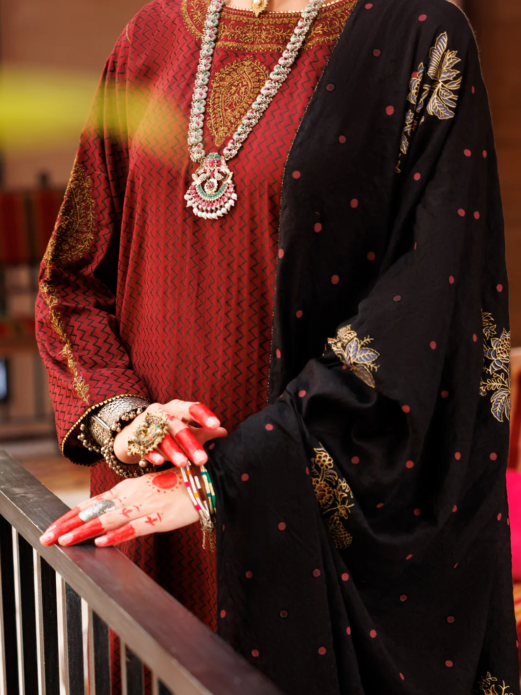 Maroon Cotton Jacquard 3Pc Unstitched - ALP-3PS-1802 - Image 2