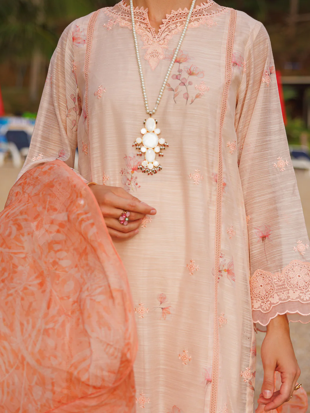 Peach Poly-Slub 3Pc Unstitched - ALP-3PS-1815 - Image 3