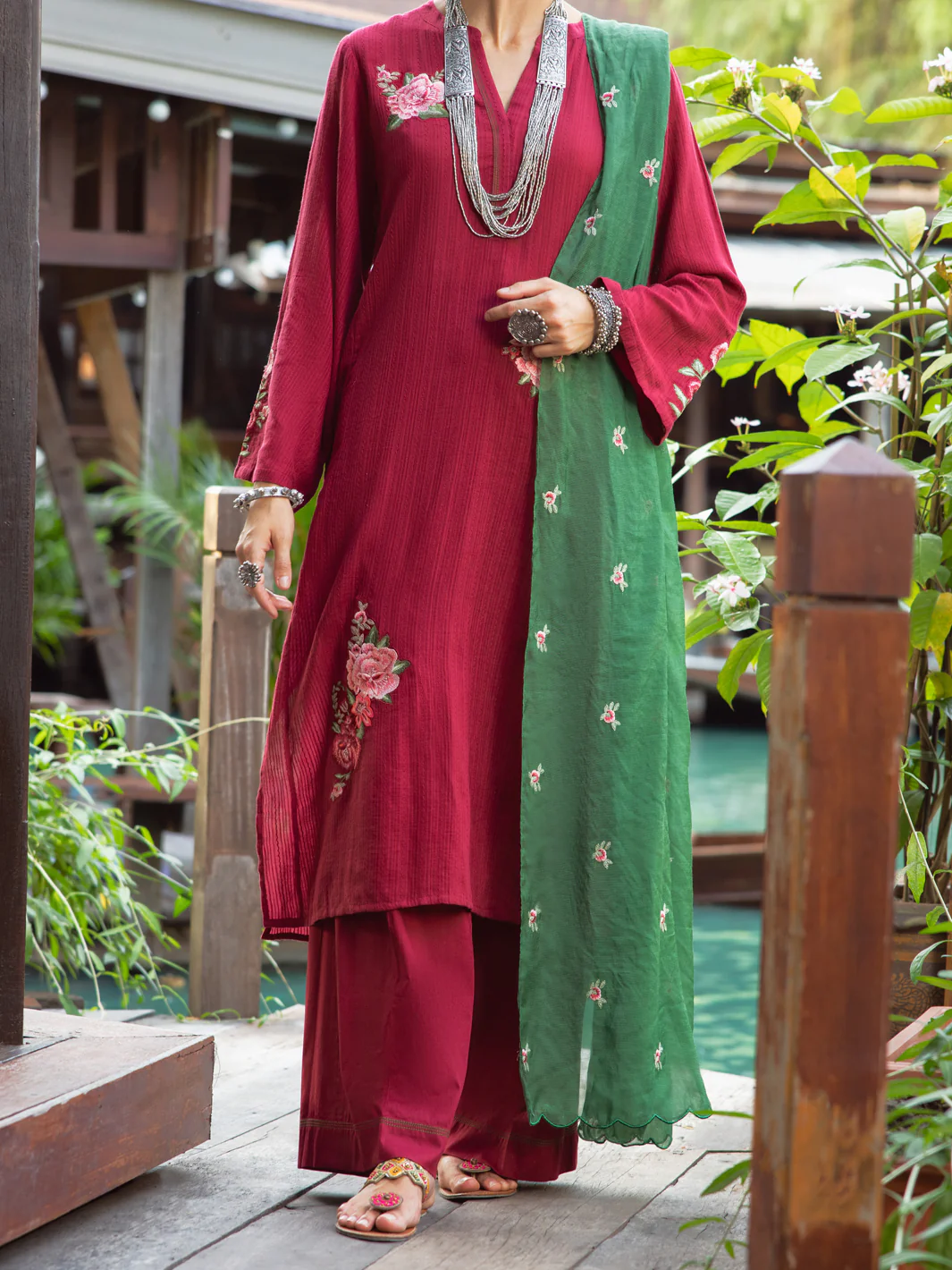 Maroon Dobby 3Pc Stitched - ALP-3PS-1831