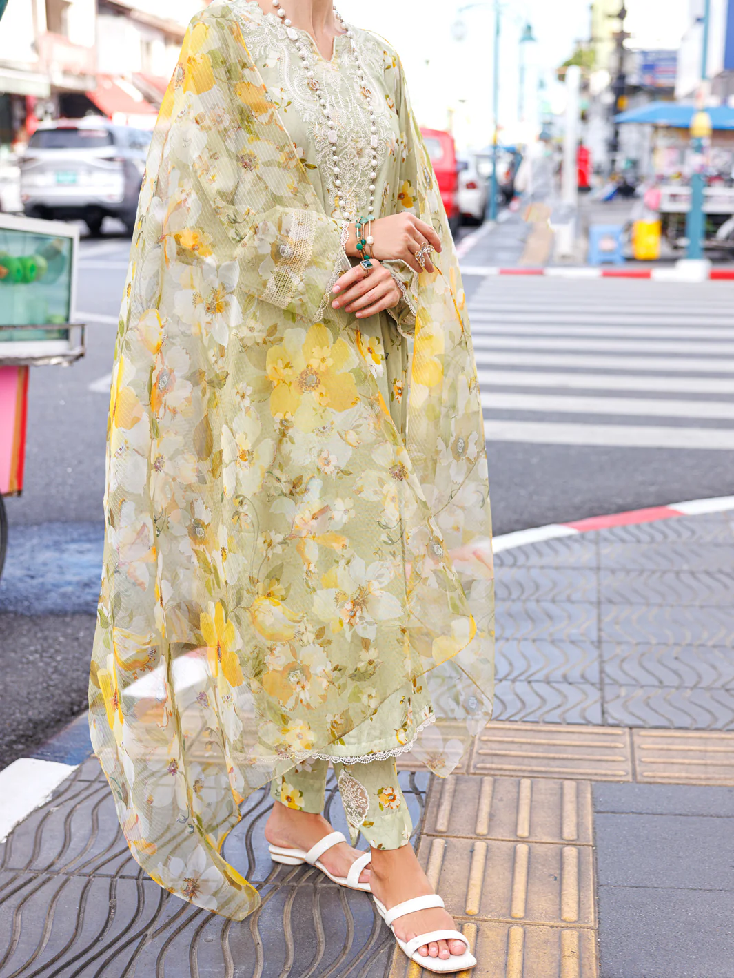 Pistachio Green Lawn 3Pc Stitched - ALP-3PS-1845