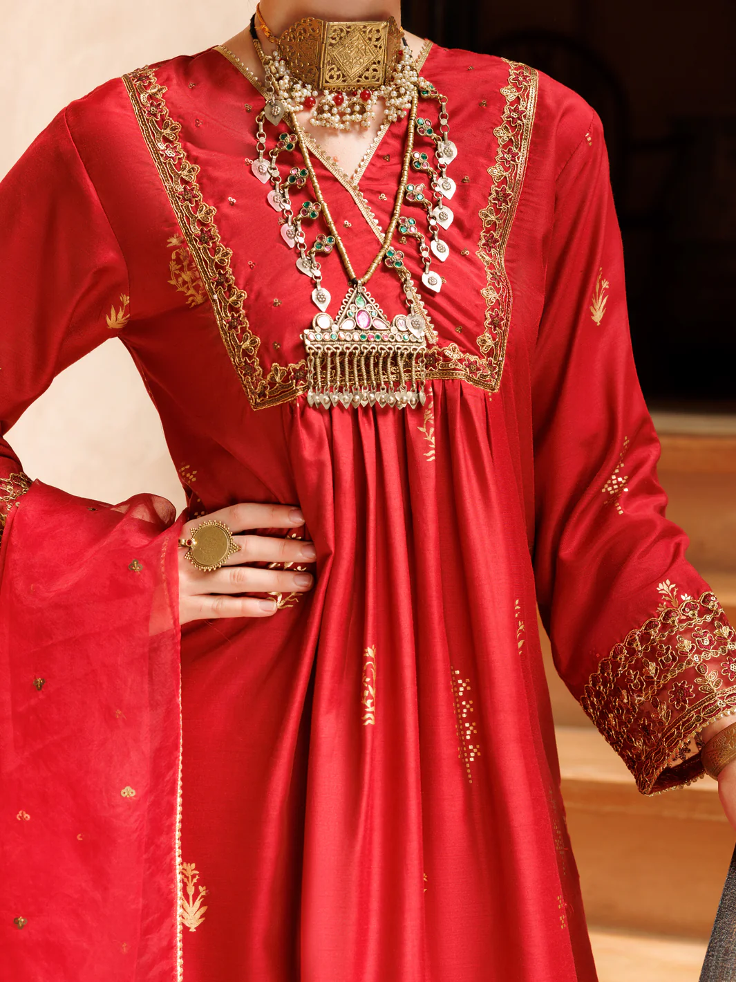 Maroon Salsa Silk 3Pc Stitched - ALP-3PS-1849 - Image 3
