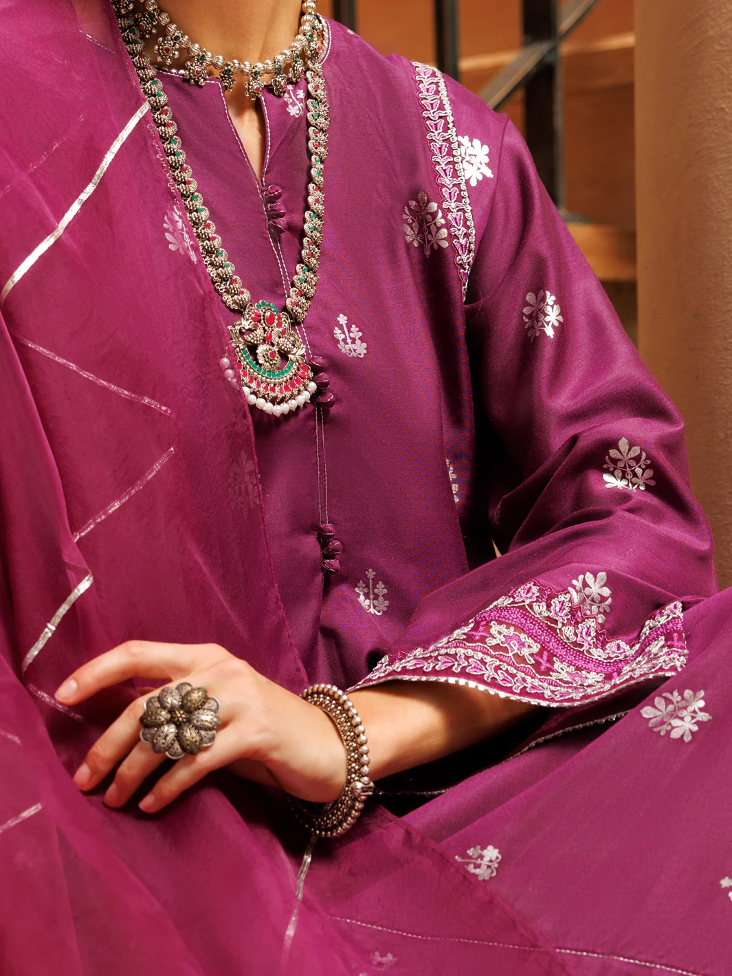 Purple Salsa Silk 3Pc Stitched - ALP-3PS-1850 - Image 3