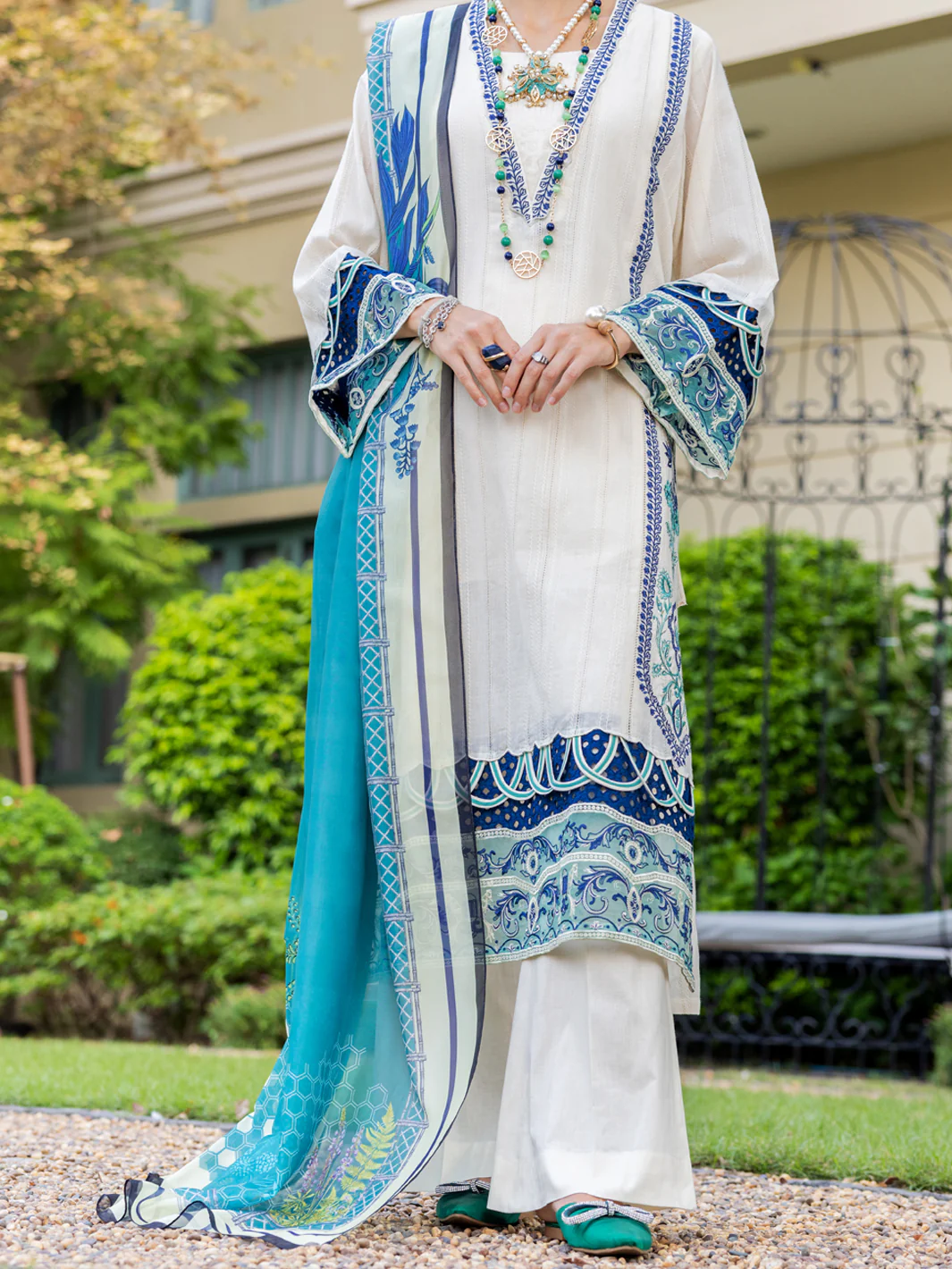 Off White Jacquard 3Pc Unstitched - ALP-3PS-1864