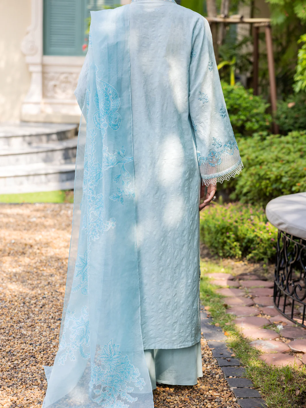 Sky Blue Jacquard 3Pc Unstitched - ALP-3PS-1865 - Image 2