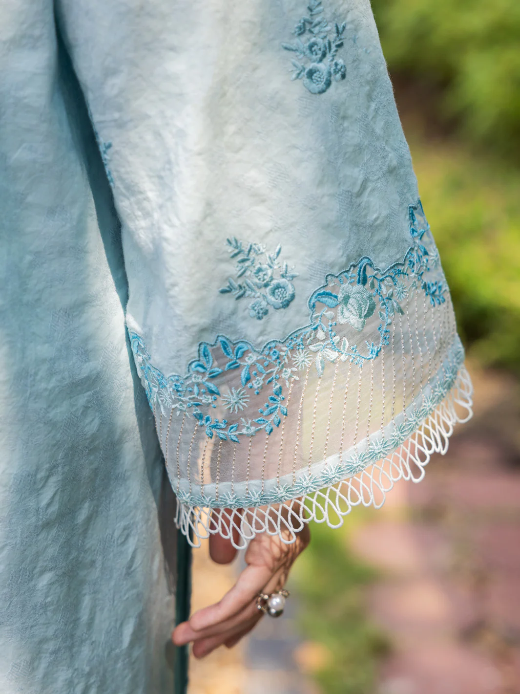 Sky Blue Jacquard 3Pc Unstitched - ALP-3PS-1865 - Image 3