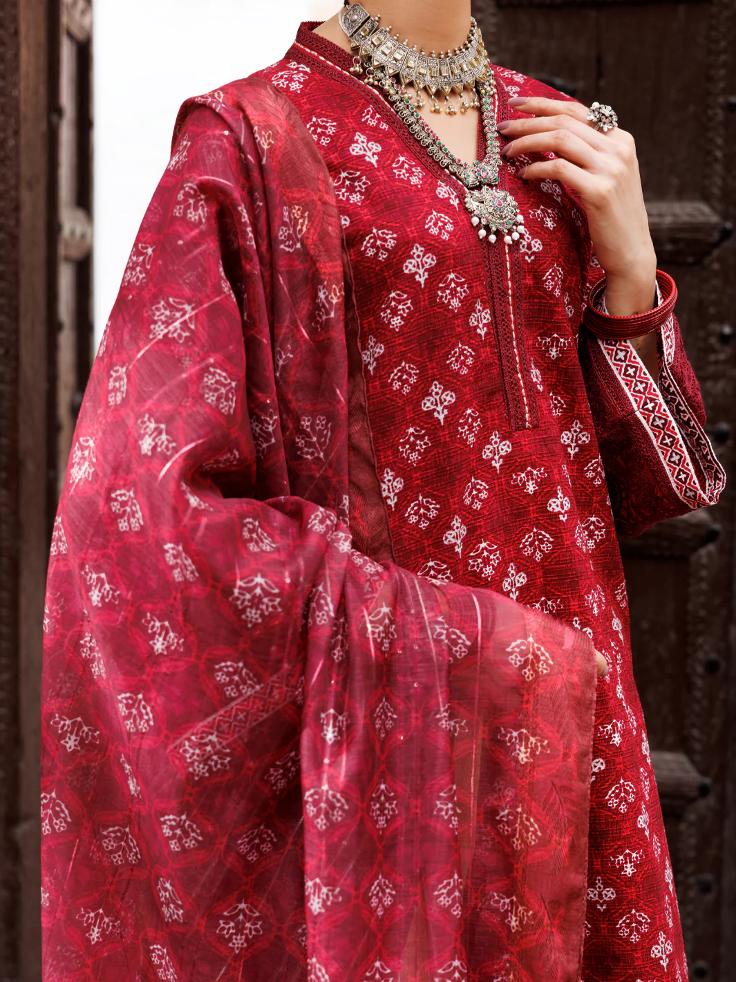 Maroon Square Dobby 3Pc Stitched - ALP-3PS-1879 - Image 4