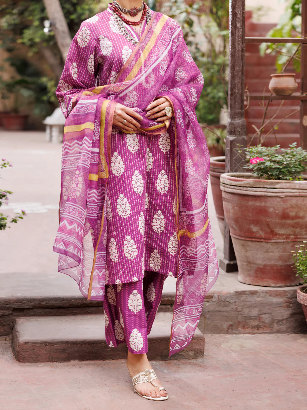 Purple Dobby Cotton 3Pc Unstitched - ALP-3PS-1882 - Image 3