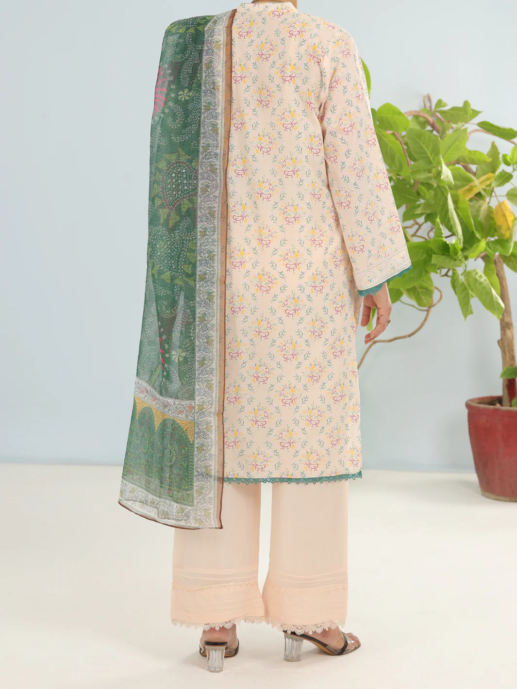 Beige Lawn 3Pc Stitched - ALP-3PS-1900 - Image 2