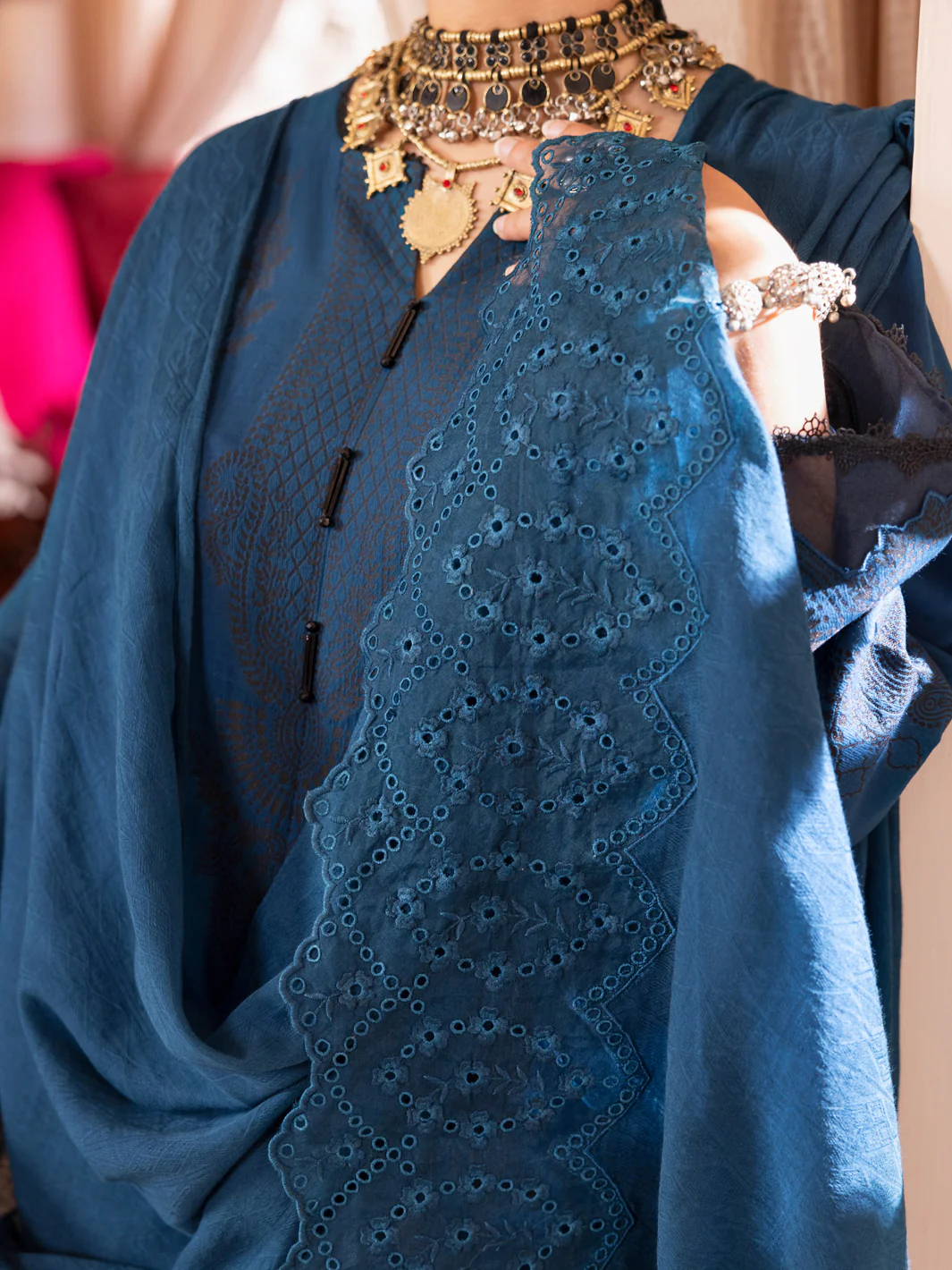 Teal Jacquard 3Pc Unstitched - ALP-3PS-1905 - Image 2
