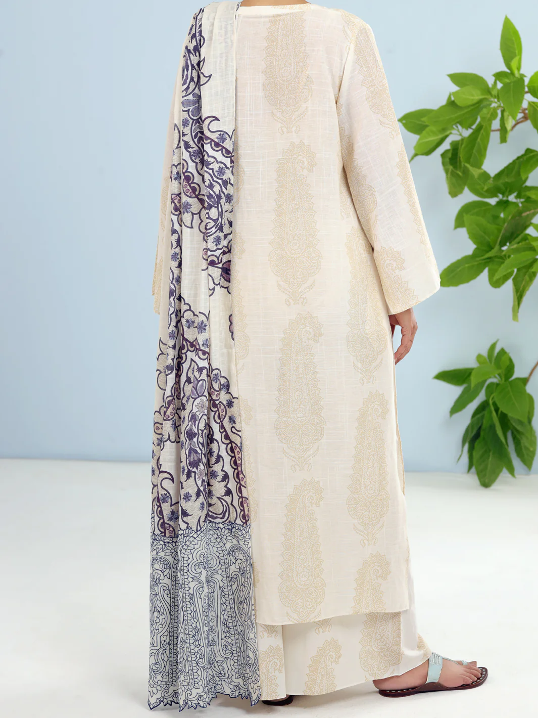 Off White Dobby 3Pc Unstitched - ALP-3PS-1917 - Image 2