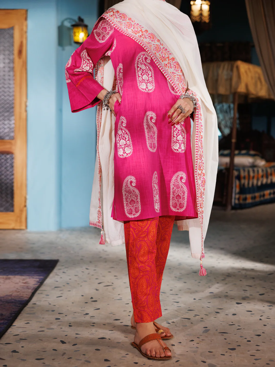 Pink Cotton Dobby 3Pc Unstitched - ALP-3PS-1920 - Image 3