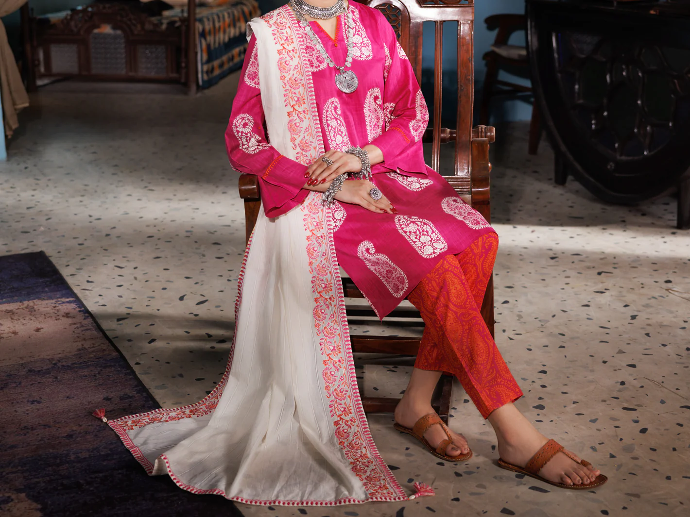 Pink Cotton Dobby 3Pc Unstitched - ALP-3PS-1920 - Image 4