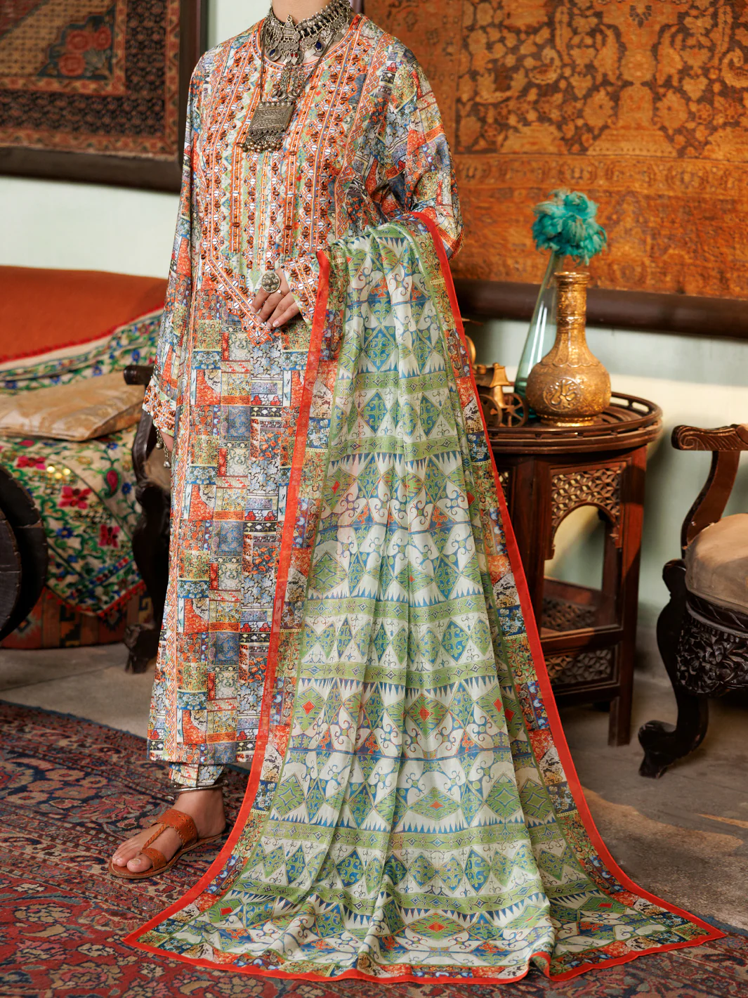 Light Green Poly-Lawn 3Pc Unstitched - ALP-3PS-1960A - Image 4