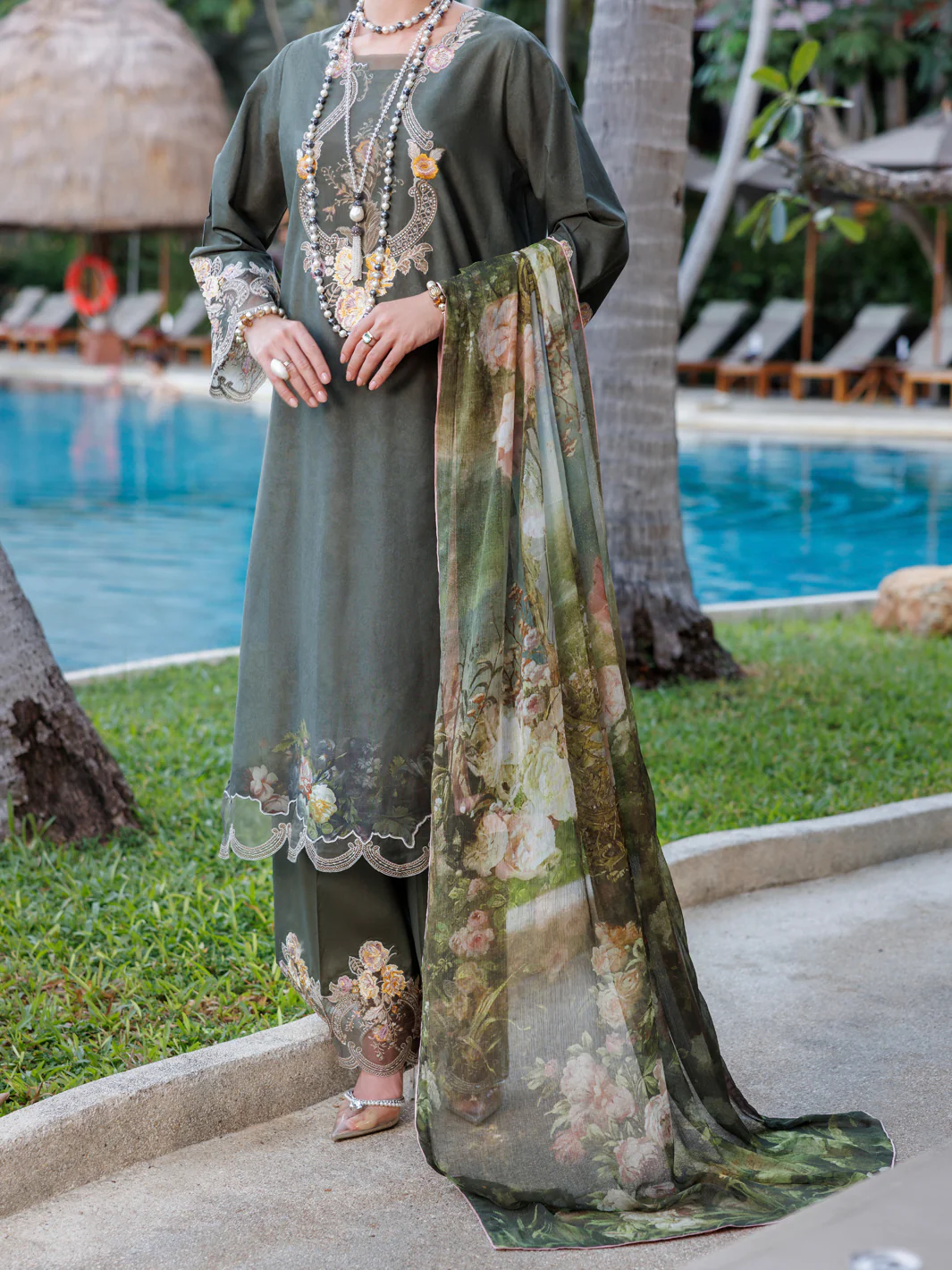 Mehndi Green Lawn 3Pc Stitched - ALP-3PS-1993