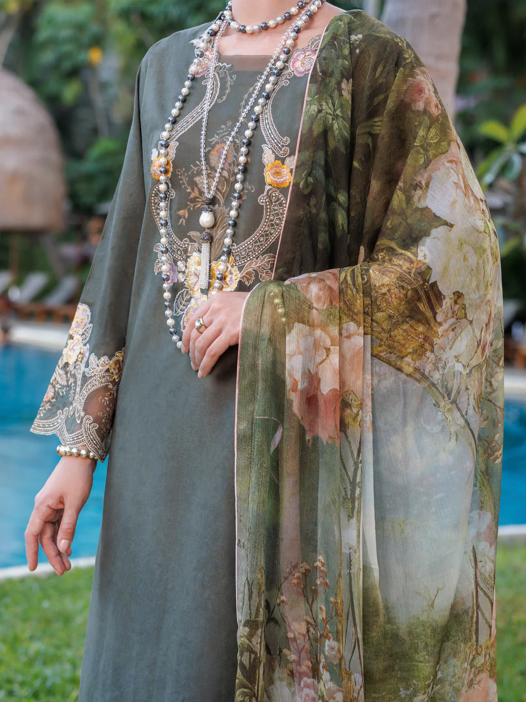 Mehndi Green Lawn 3Pc Stitched - ALP-3PS-1993 - Image 3