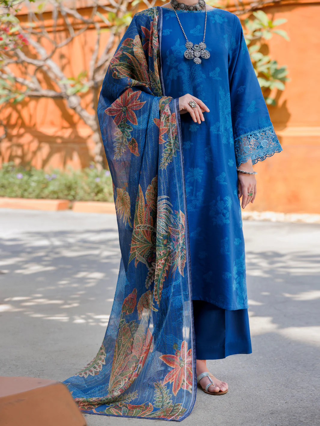 Blue Jacquard 3Pc Stitched - ALP-3PS-2011
